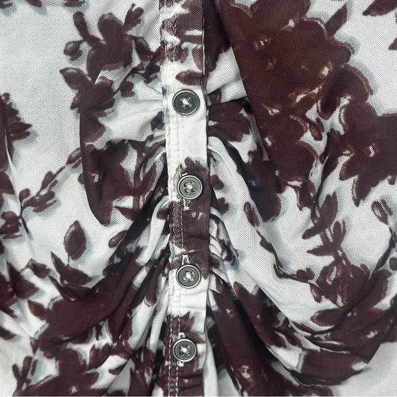 Free People Lucky Shirtee Blue Brown Floral xs - Picture 5 of 5